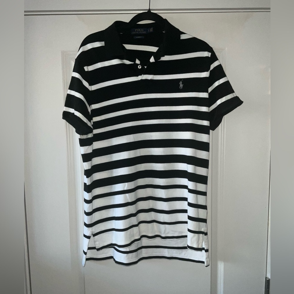 Ralph Lauren Black and White Striped Polo Shirt